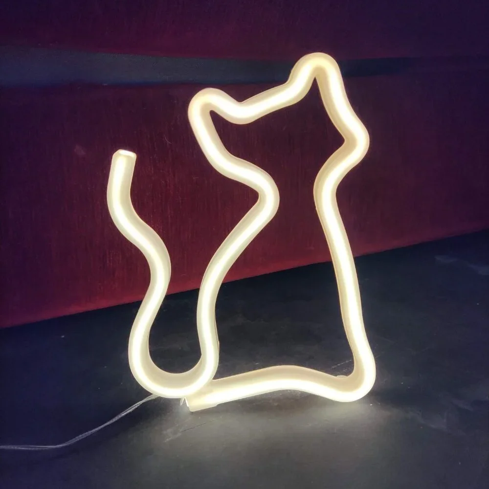 Kitty Neon Sign LED Cat Wall Decor Lamp USB or Batteries